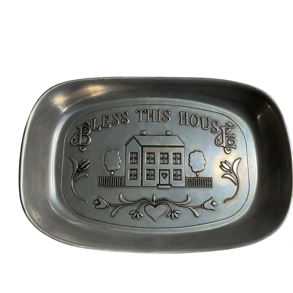 Vintage Wilton Armetale Bless This House Bread Tray